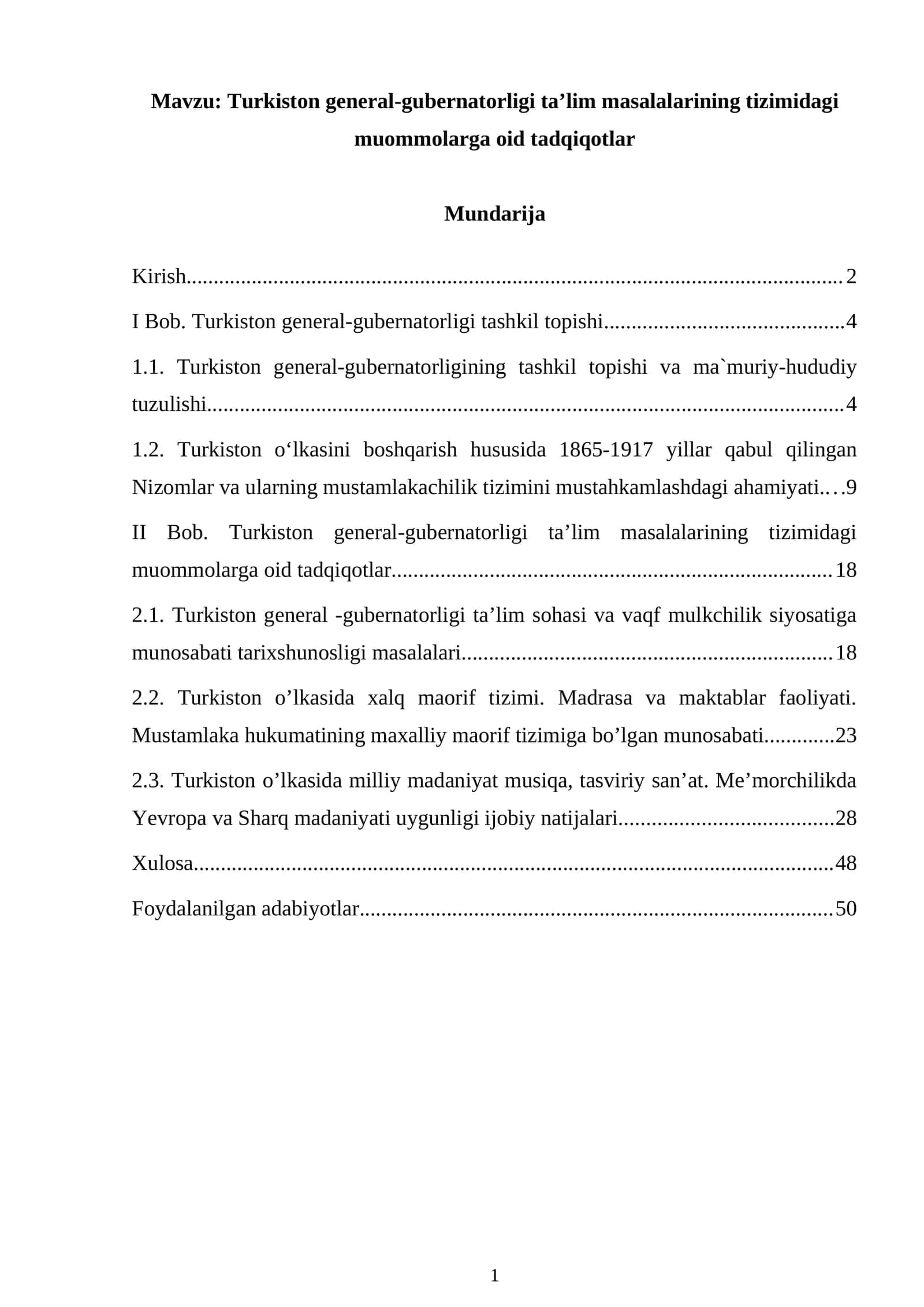 Turkiston general-gubernatorligi ta’lim masalalarining tizimidagi muommolarga oid tadqiqotlar