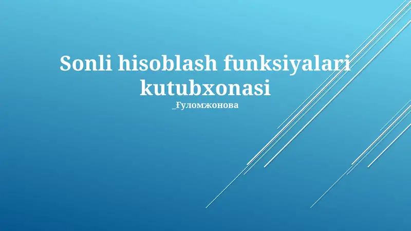 Sonli hisoblash funksiyalari kutubxonasi