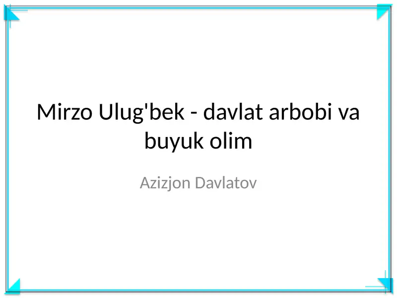 Mirzo Ulug'bek
