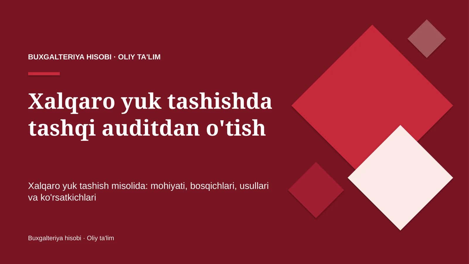 xalqaro yuk tashishda tashqi auditdan o'tish 6052