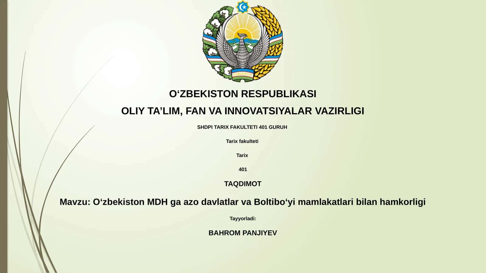 O‘zbekiston MDH va Boltiqbo'yi davlatlari bilan hamkorligi