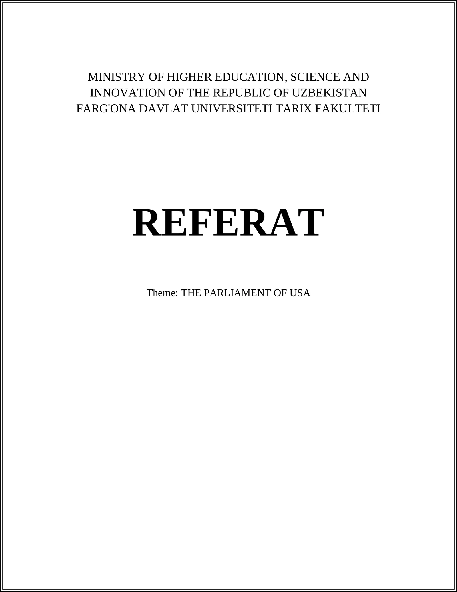 THE PARLIAMENT OF USA