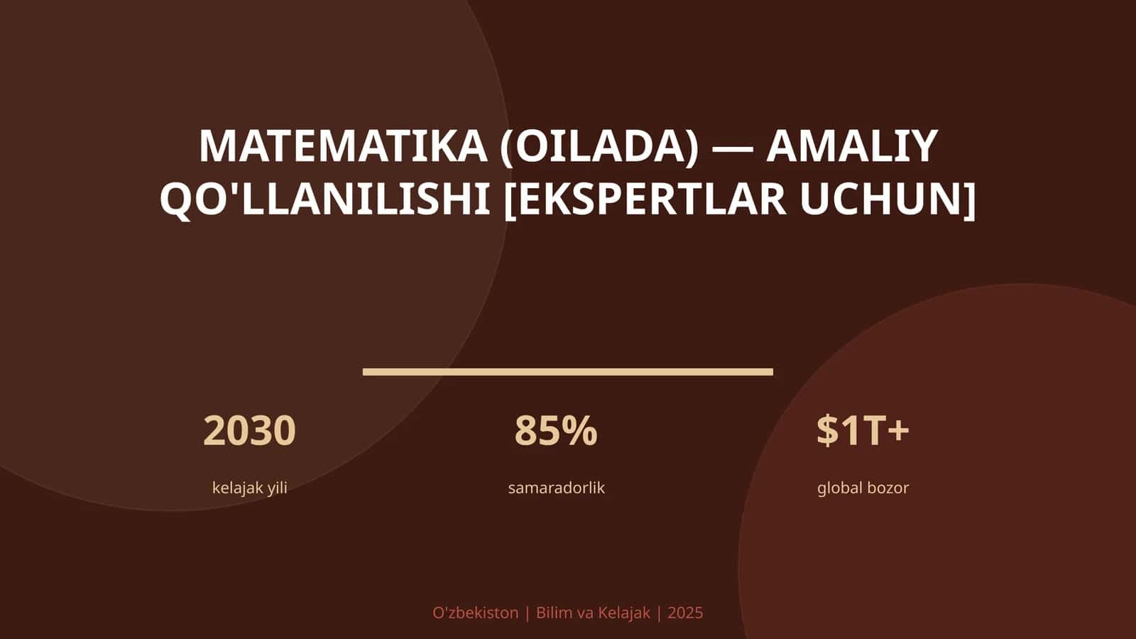 Matematika (Oilada) - Amaliy Qo'llanilishi [Ekspertlar uchun]