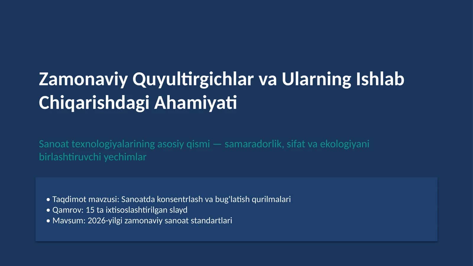 Sanoatda konsentrlash va bug'latish qurilmalari
