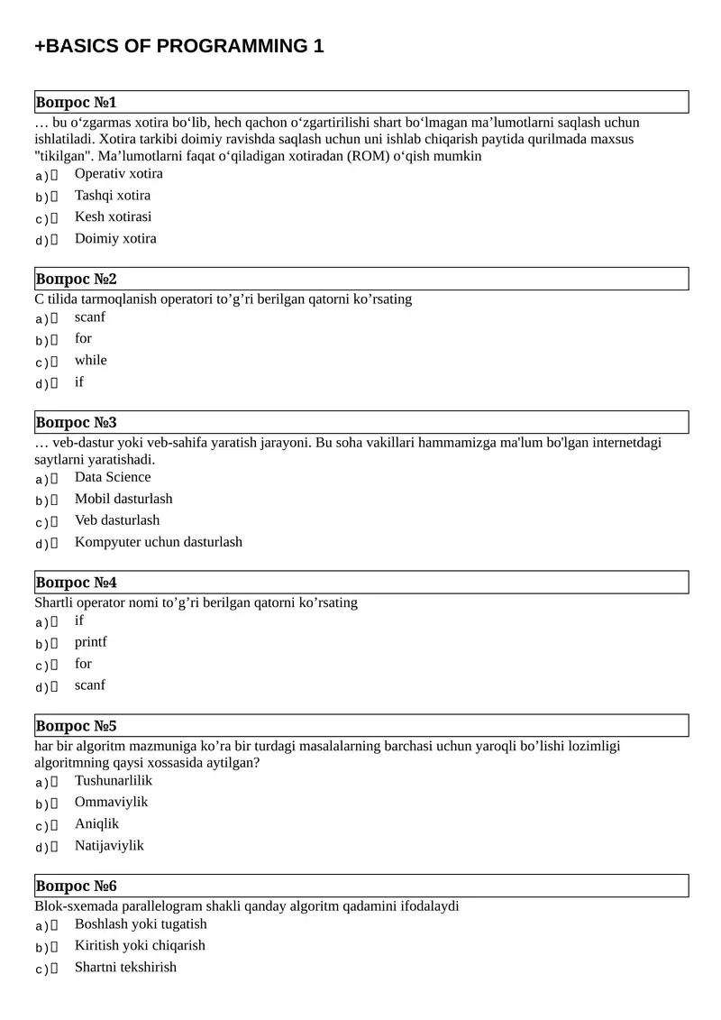 BASICS OF PROGRAMMING 1