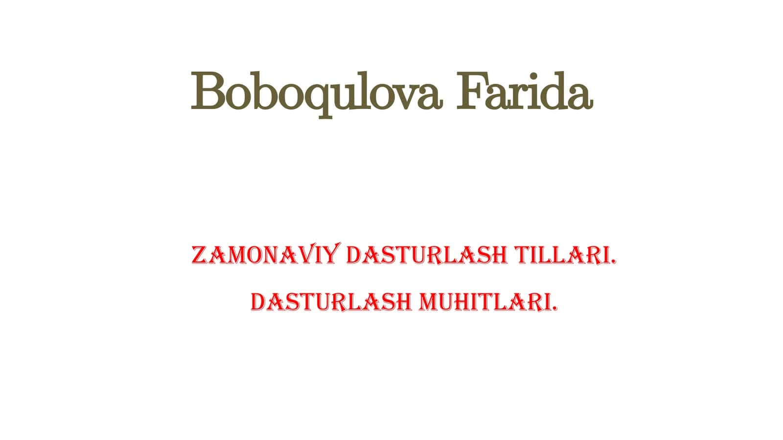 Zamonaviy dasturlash tillari