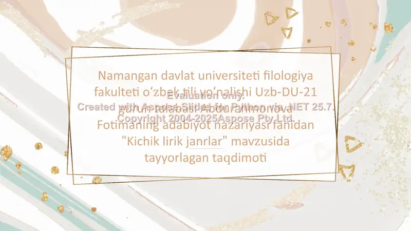 "Kichik lirik janrlar"
