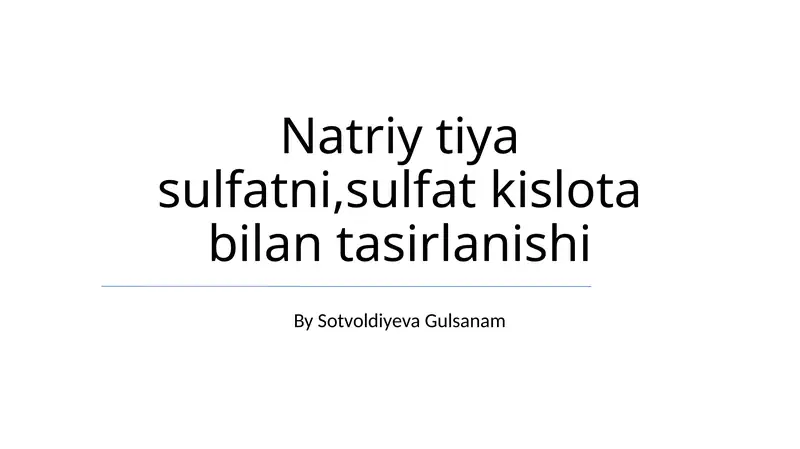 Natriy tiya sulfatni,sulfat kislota bilan tasirlanishi