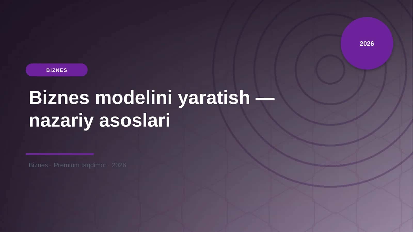 Biznes modelini yaratish — nazariy asoslari