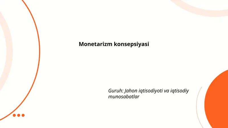 Monetarizm konsepsiyasi