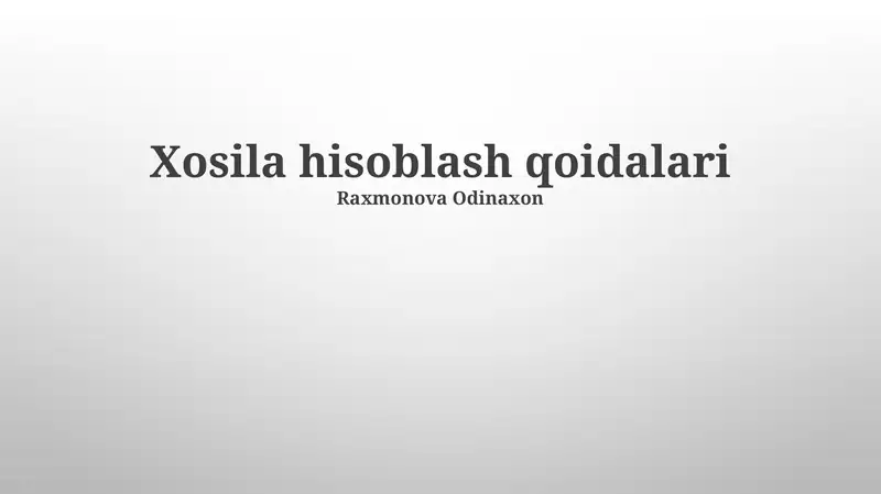 Xosila hisob-kitoblar