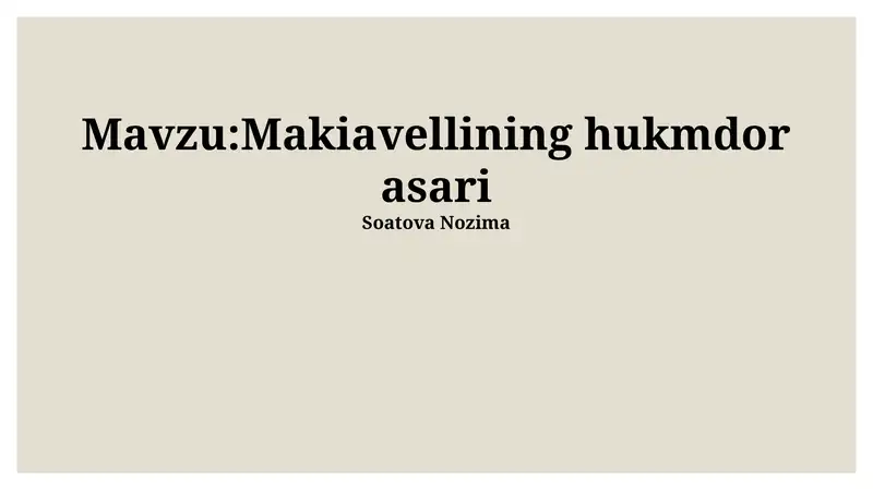 Makiavellining hukmdor asari
