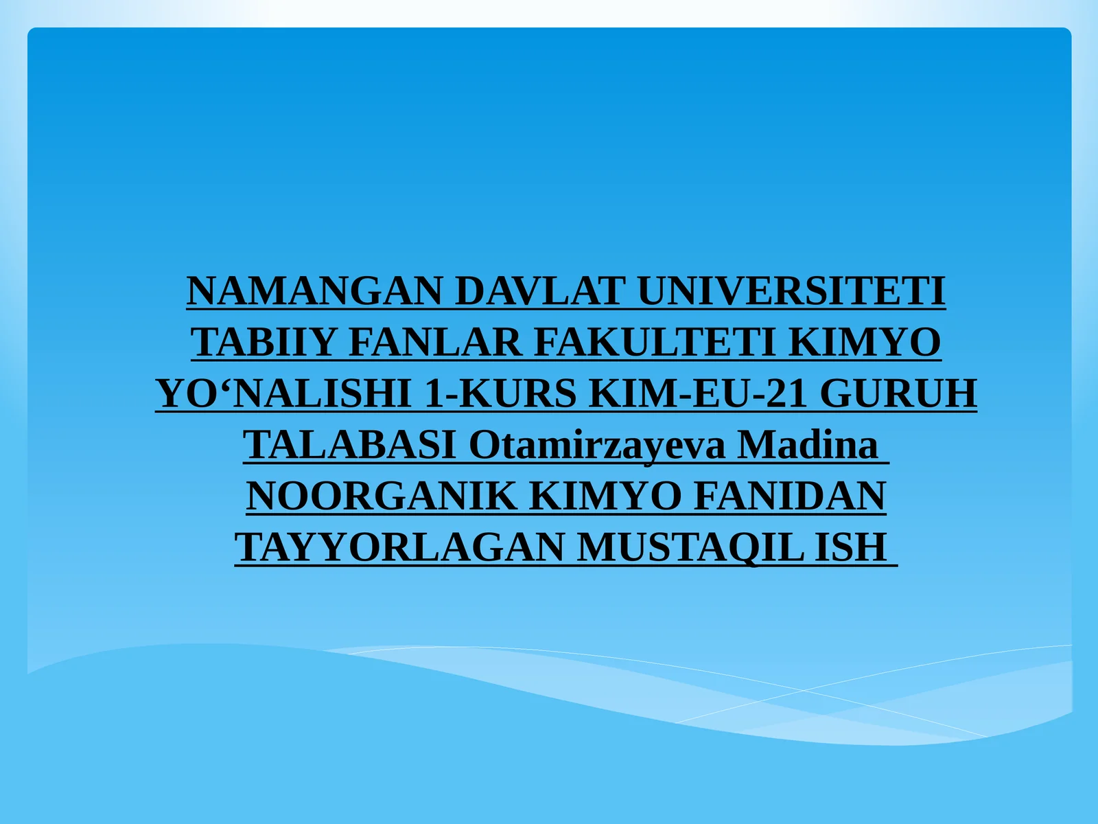 NOORGANIK KIMYO FANI