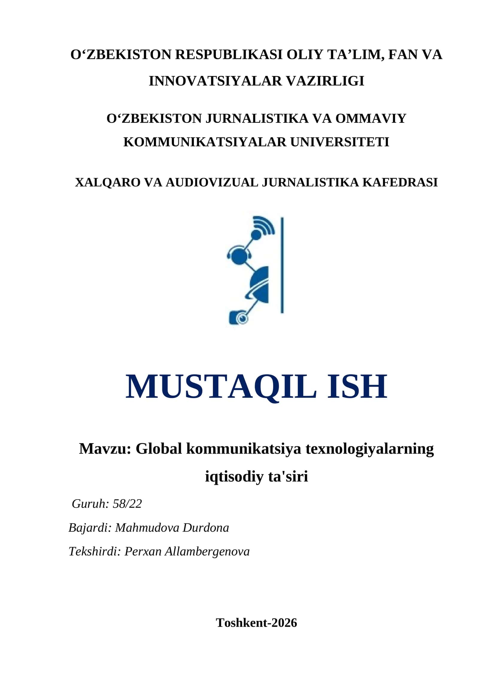 Global kommunikatsiya texnologiyalarning iqtisodiy ta'siri