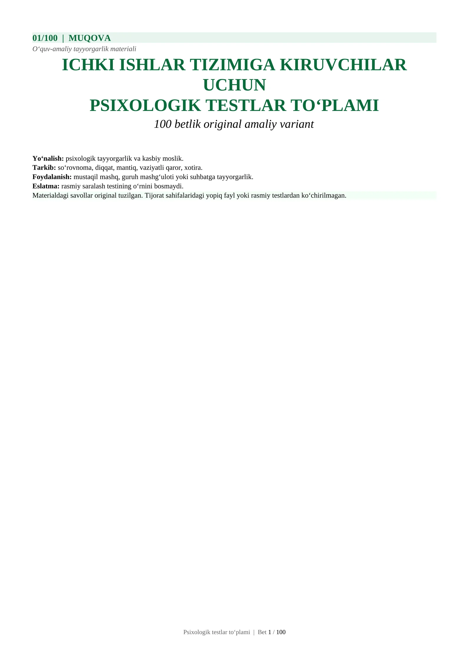 ichki ishlarga kiruvchilar psixologik testlar toplami 100 bet.docx