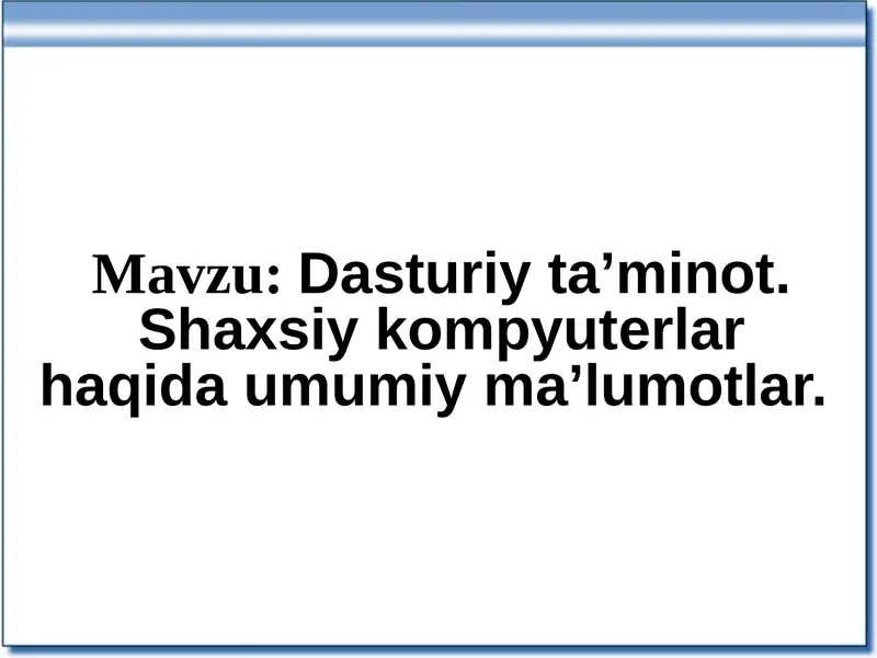 Shaxsiy kompyuterlar