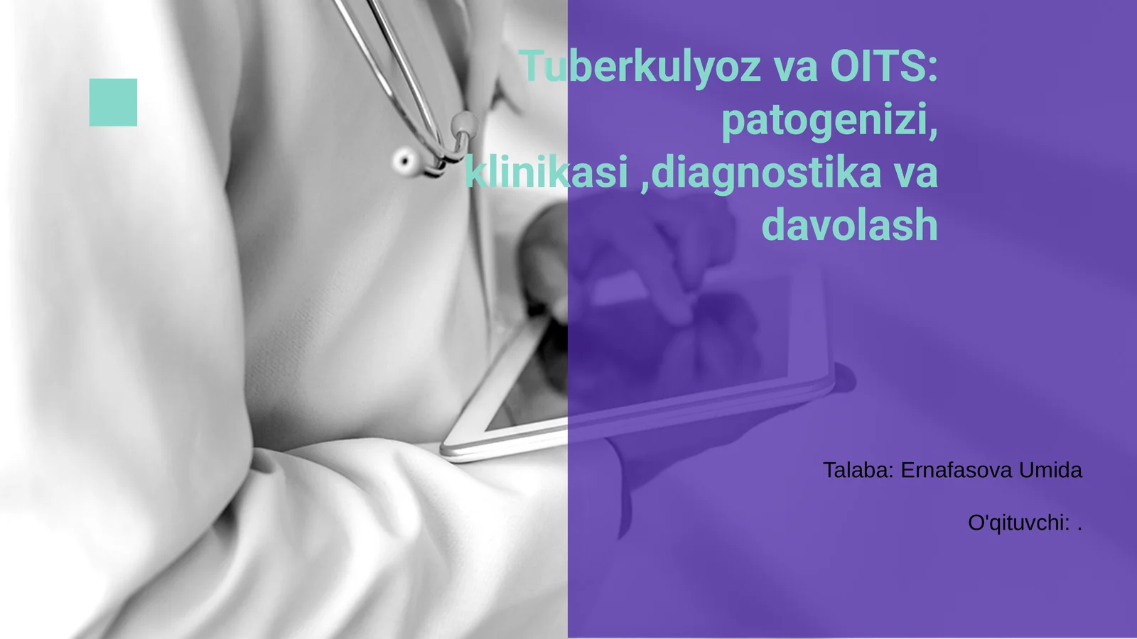 Tuberkulyoz va OITS: patogenizi, klinikasi,diagnostika va davolash