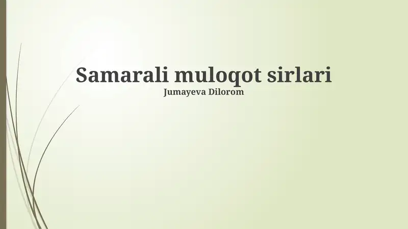 Samarali muloqot sirlari