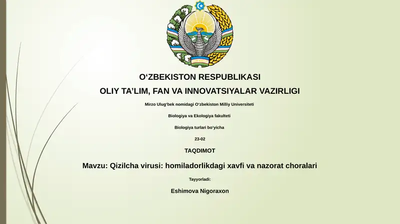 Qizilcha virusi: homiladorlikdagi xavfi va nazorat choralari