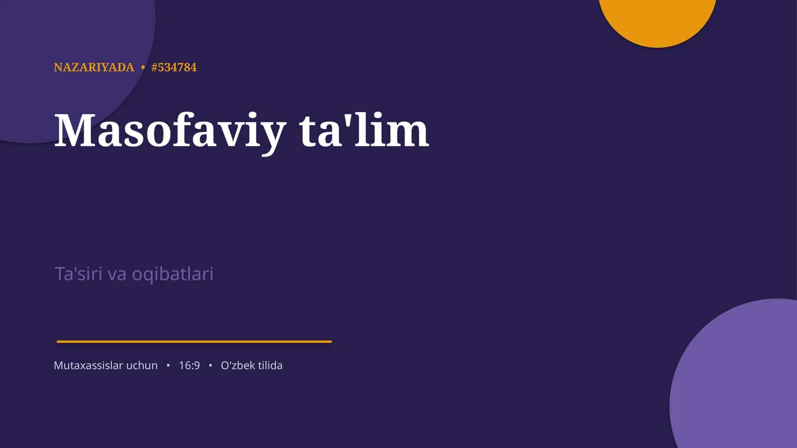 Masofaviy Ta'lim