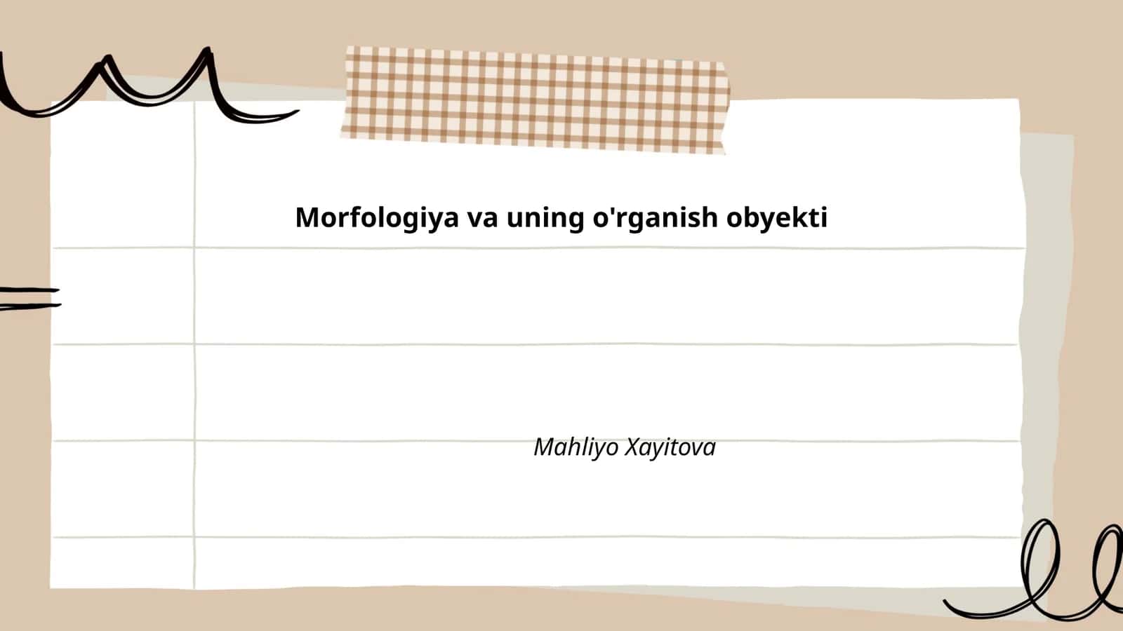 Morfologiya va uning o'rganish obyekti