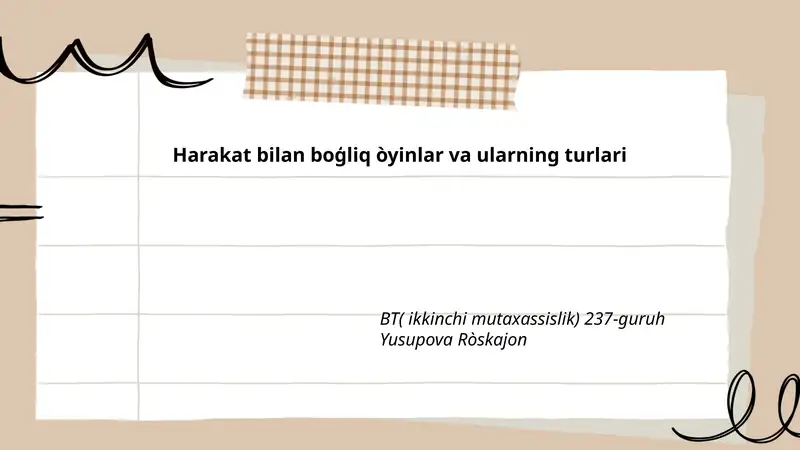 Harakatli o'yinlar turlari