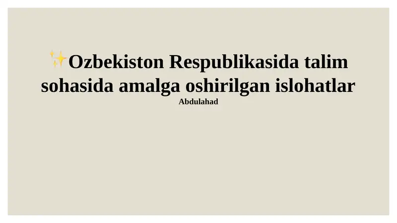Ta'lim Islohotlari