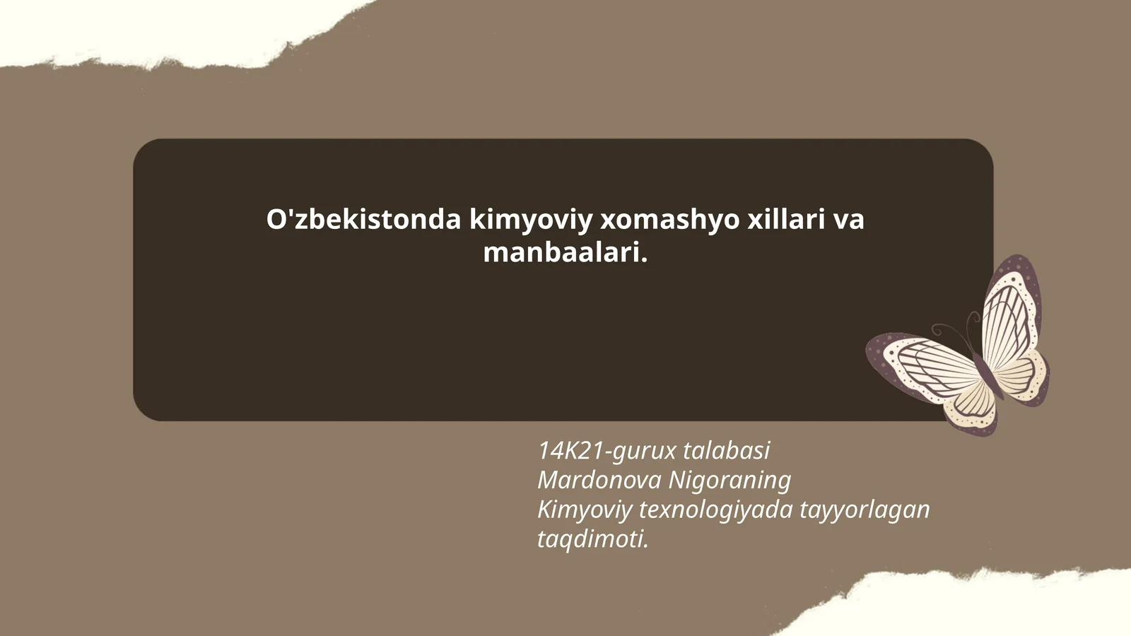 Kimyoviy xomashyo xillari va manbaalari