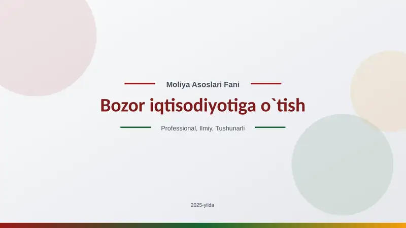 Bozor iqtisodiyotiga o`tish haqida slayd prezentatsiya
