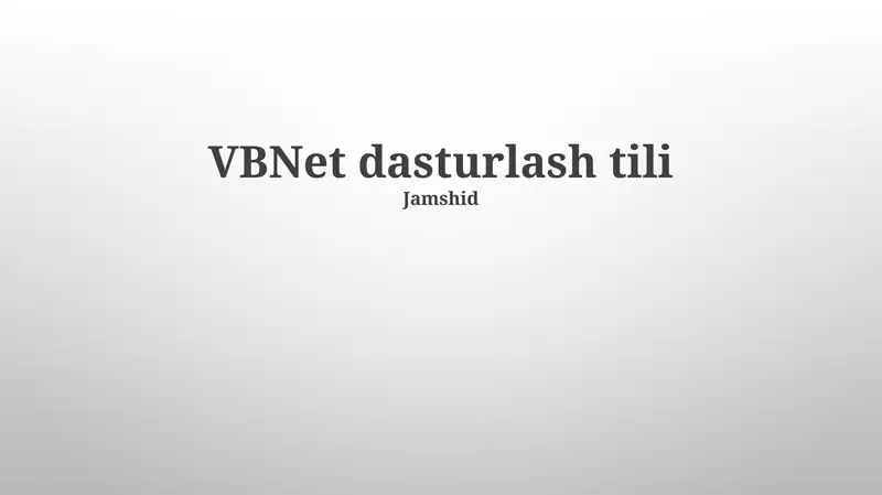VBNet dasturlash tili