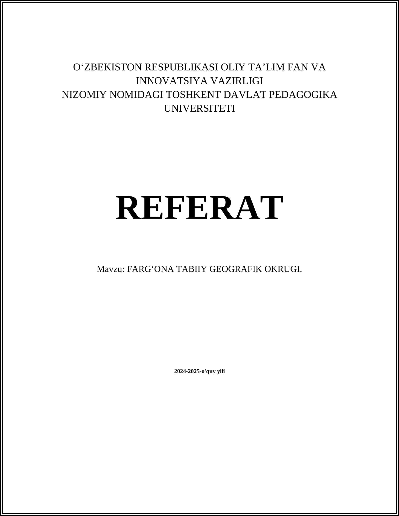 FARG‘ONA TABIIY GEOGRAFIK OKRUGI