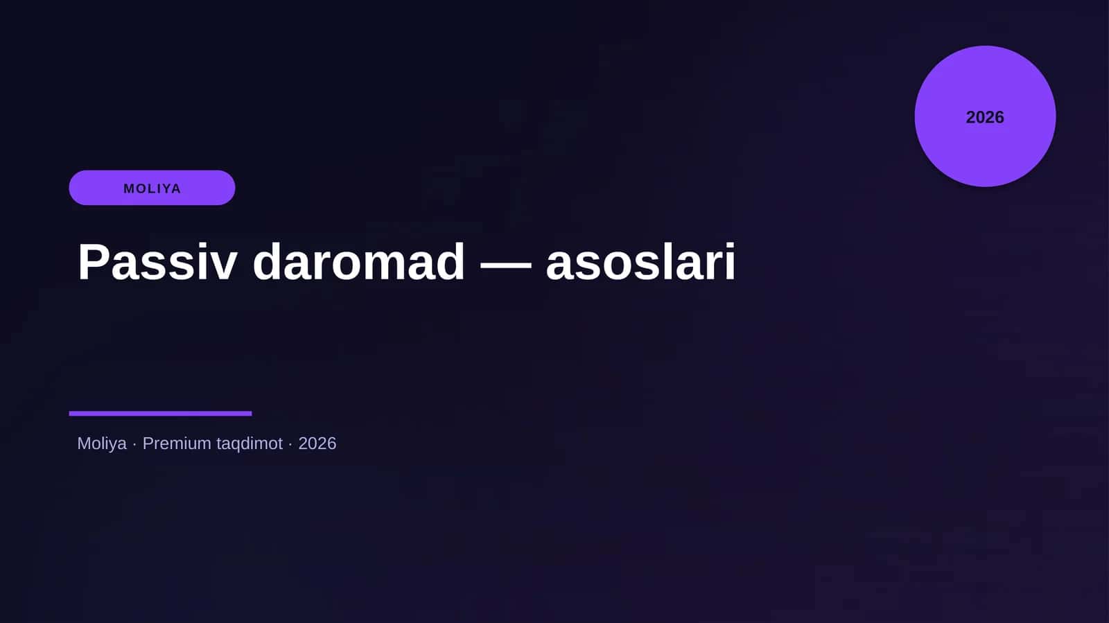 Passiv daromad — asoslari