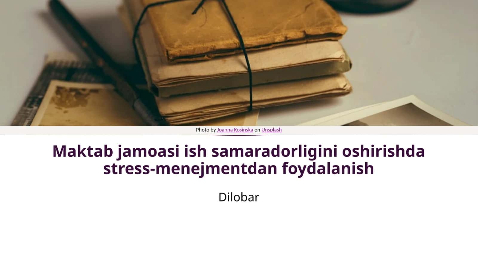 Stress-menejment va jamoaviy samaradorlik