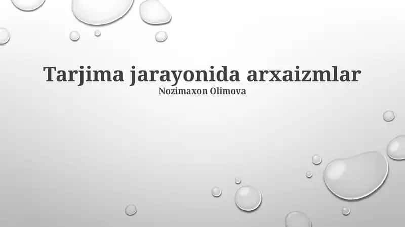 Arxaizm Tarjimadagi Muammolar