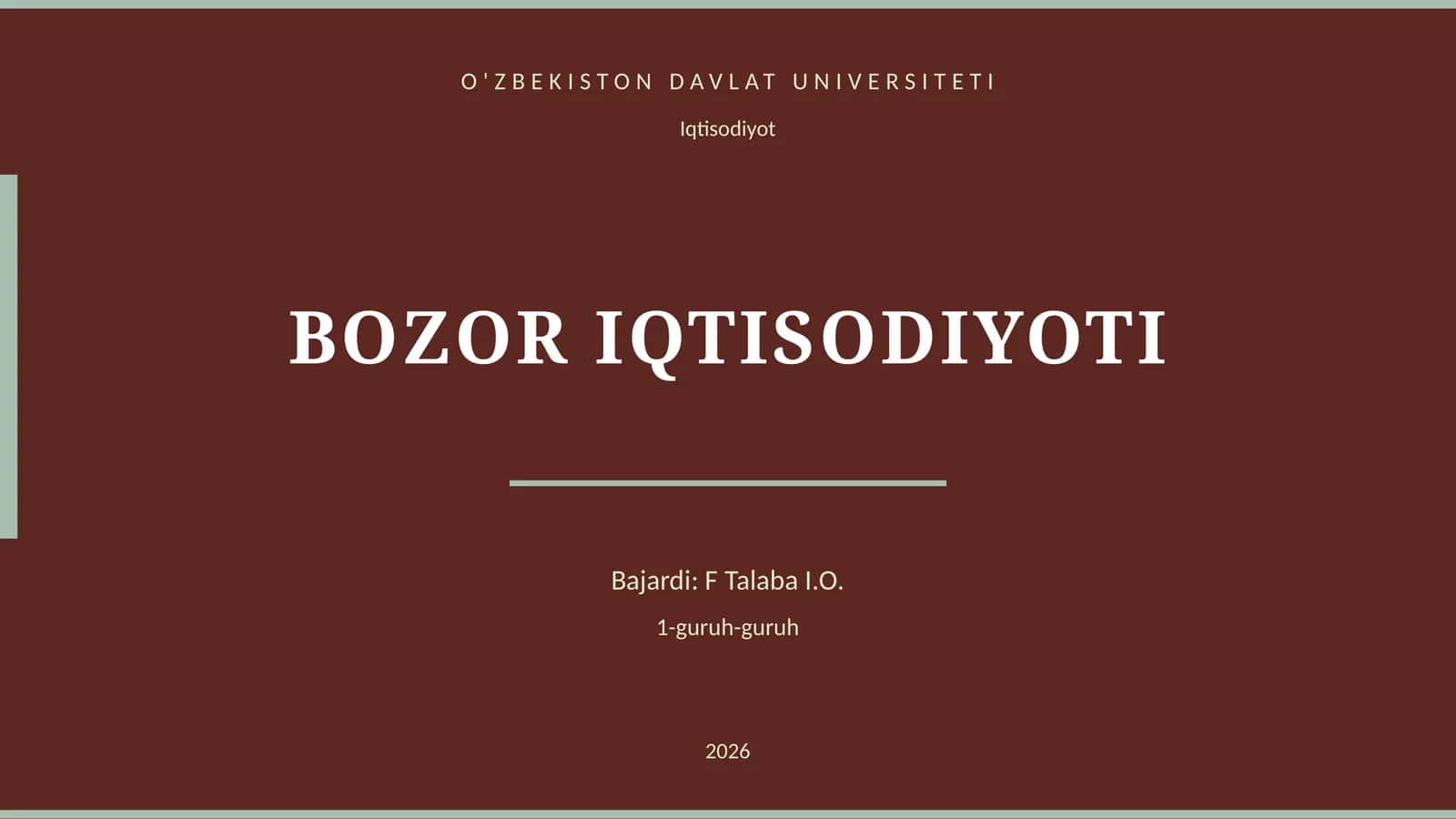 BOZOR IQTISODIYOTI