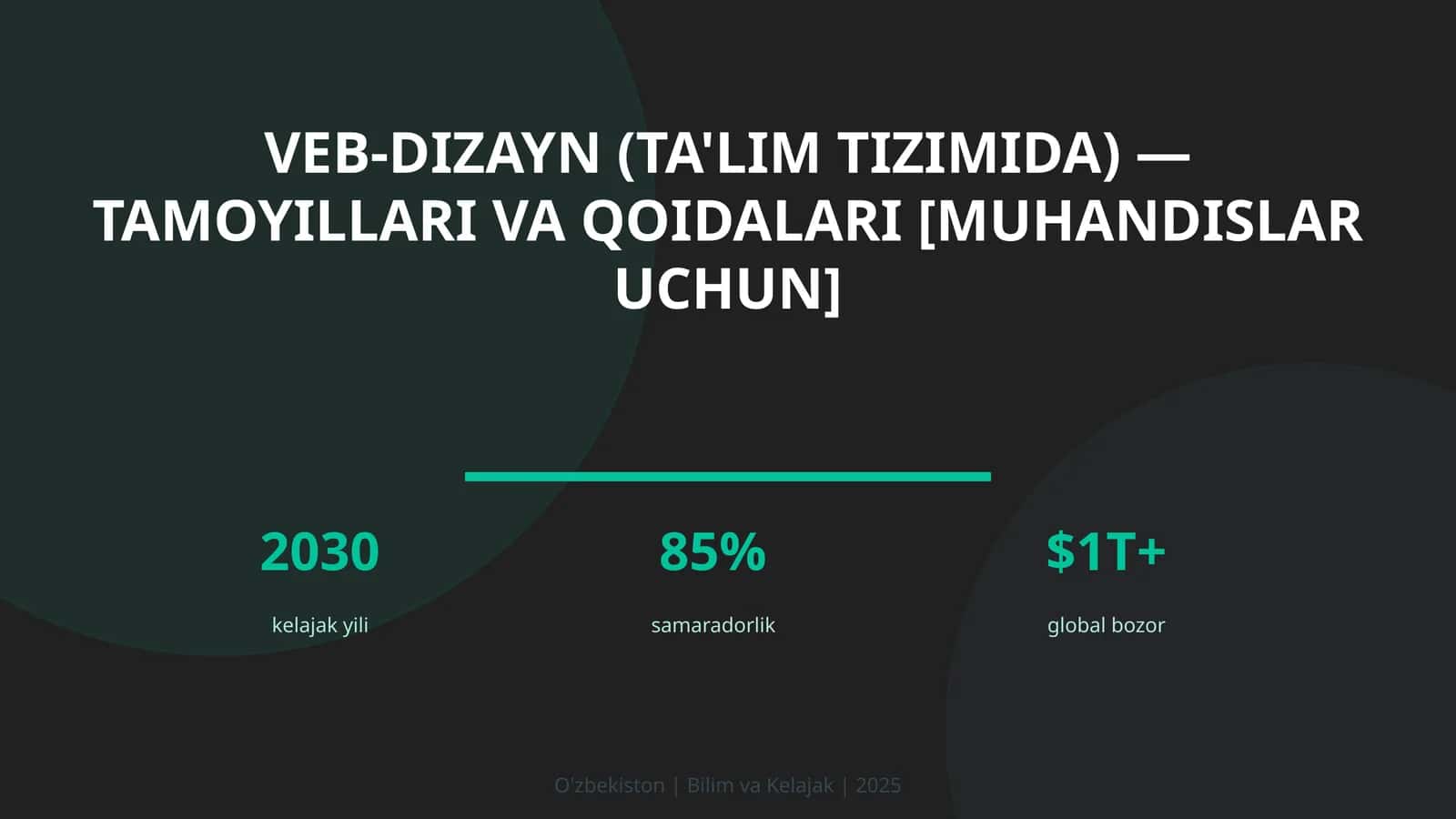 VEB-DIZAYN (TA'LIM TIZIMIDA) — TAMOYILLARI VA QOIDALARI [MUHANDISLAR UCHUN]