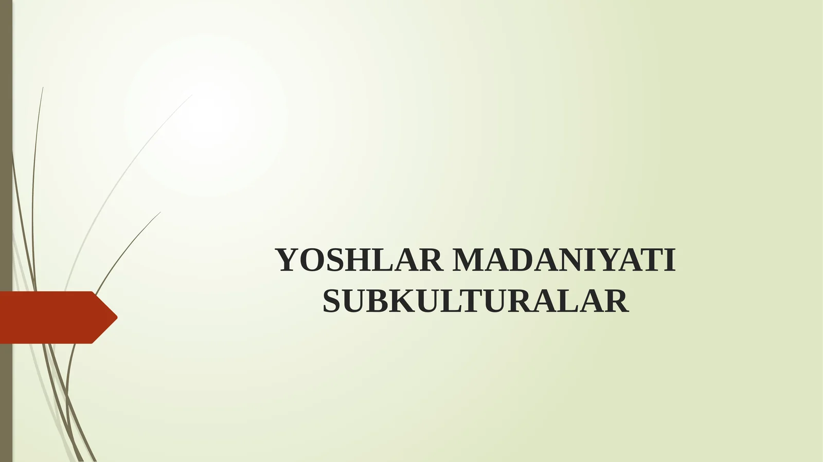 YOSHLAR MADANIYATI SUBKULTURALAR