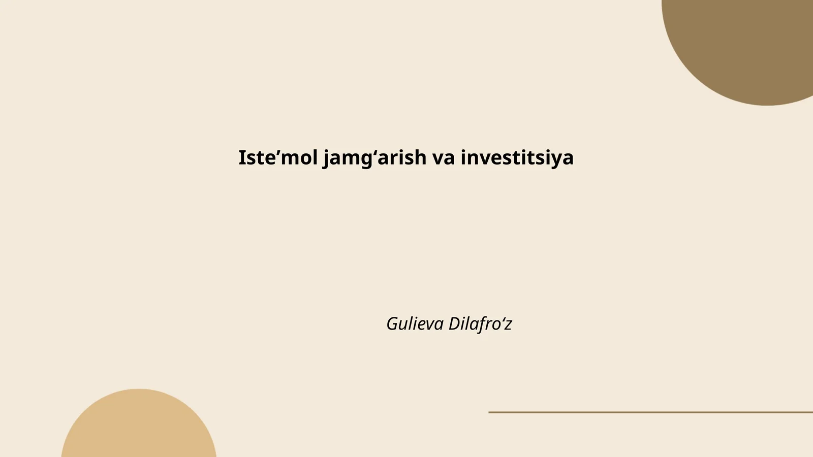 Isteʼmol jamgʻarish va investitsiya