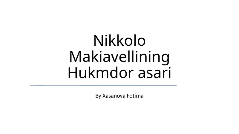 Nikkolo Makiavellining Hukmdor asari