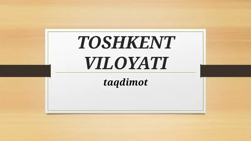 Toshkent Viloyati iqtisodiyoti