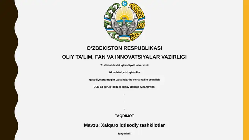 Xalqaro iqtisodiy tashkilotlar