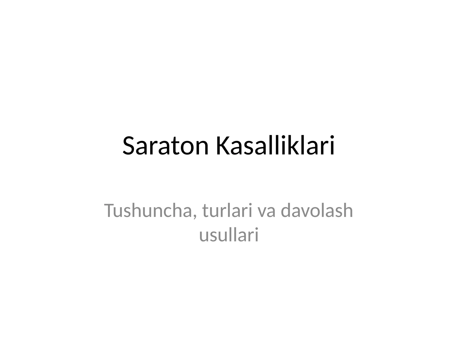 Saraton Kasalliklari