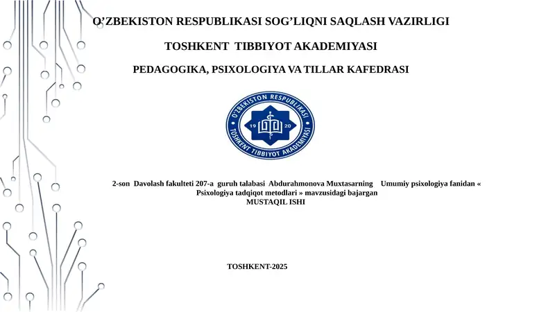 Psixologiya tadqiqot metodlari