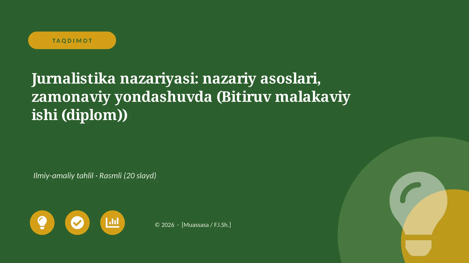 Jurnalistika nazariyasi: nazariy asoslari, zamonaviy yondashuvda (Bitiruv malakaviy ishi (diplom))