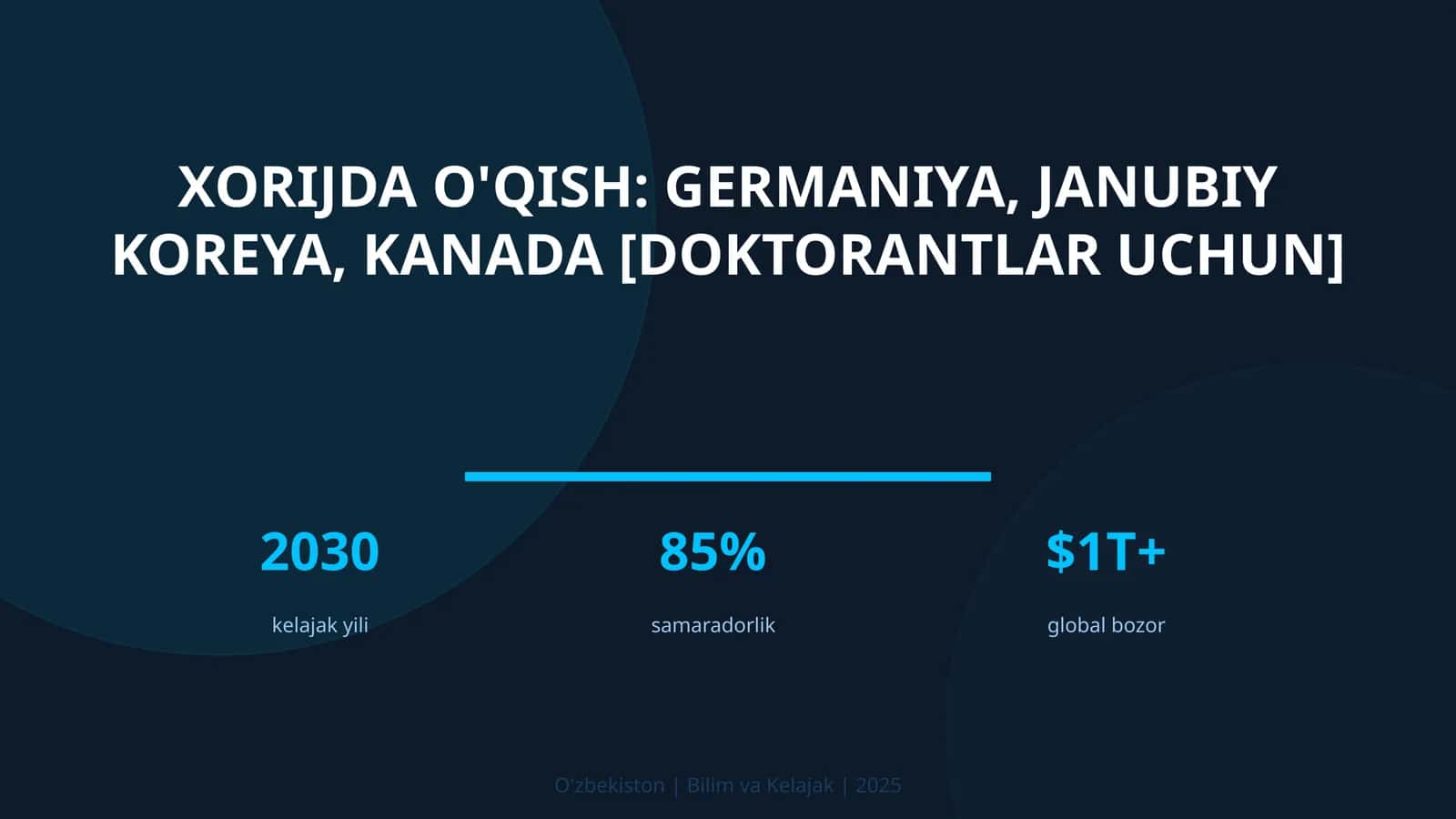 Xorijda o'qish: Germaniya, Janubiy Koreya, Kanada [doktorantlar uchun]