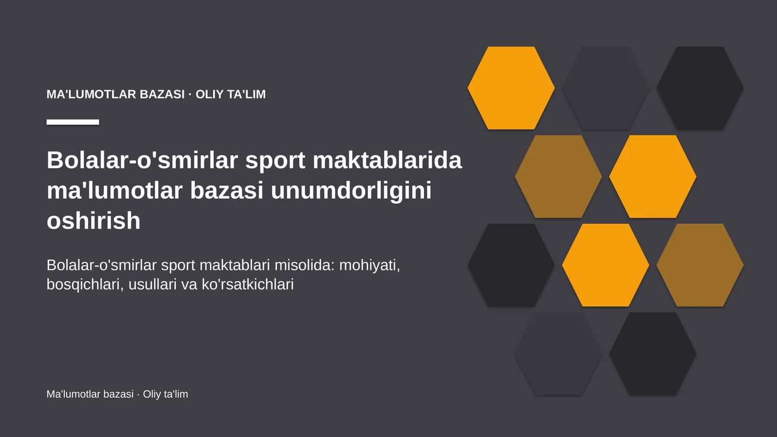 bolalar o'smirlar sport maktablarida ma'lumotlar bazasi unumdorligini oshirish 9908