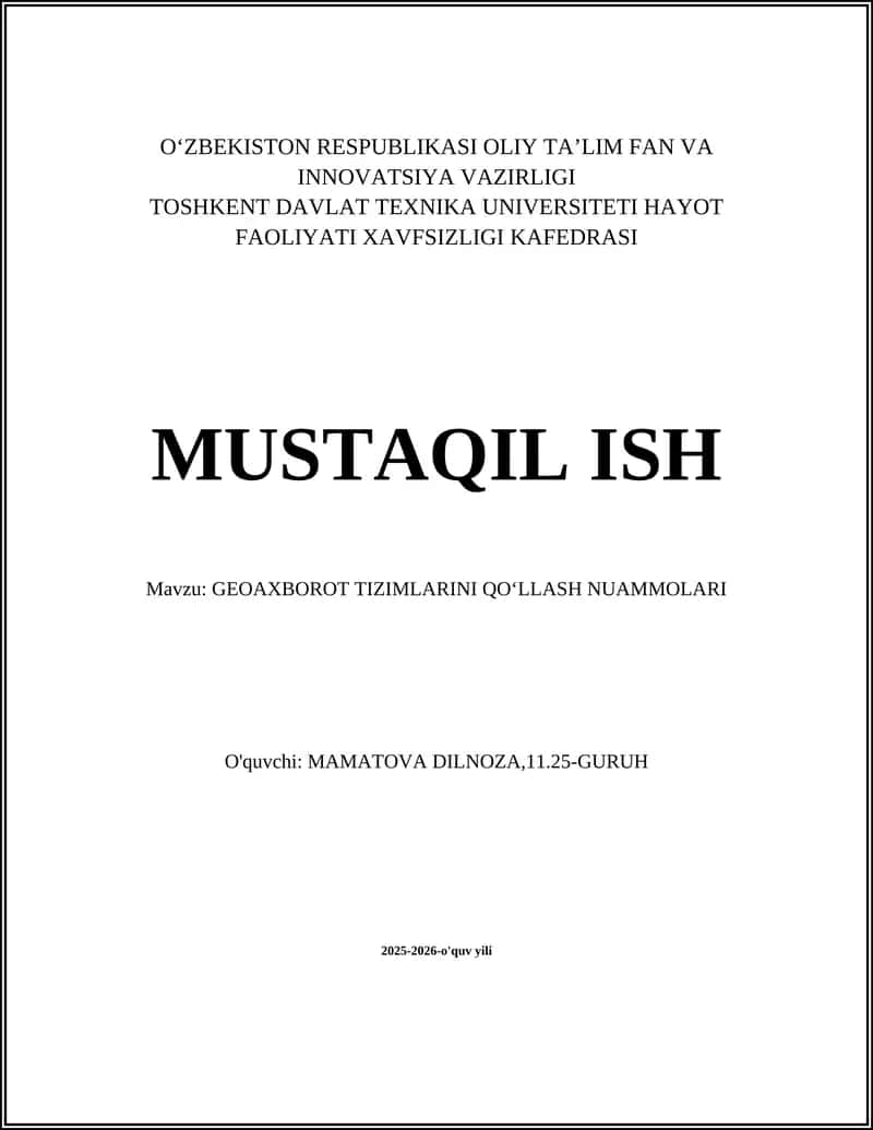GEOAXBOROT TIZIMLARINI QOʻLLASH NUAMMOLARI