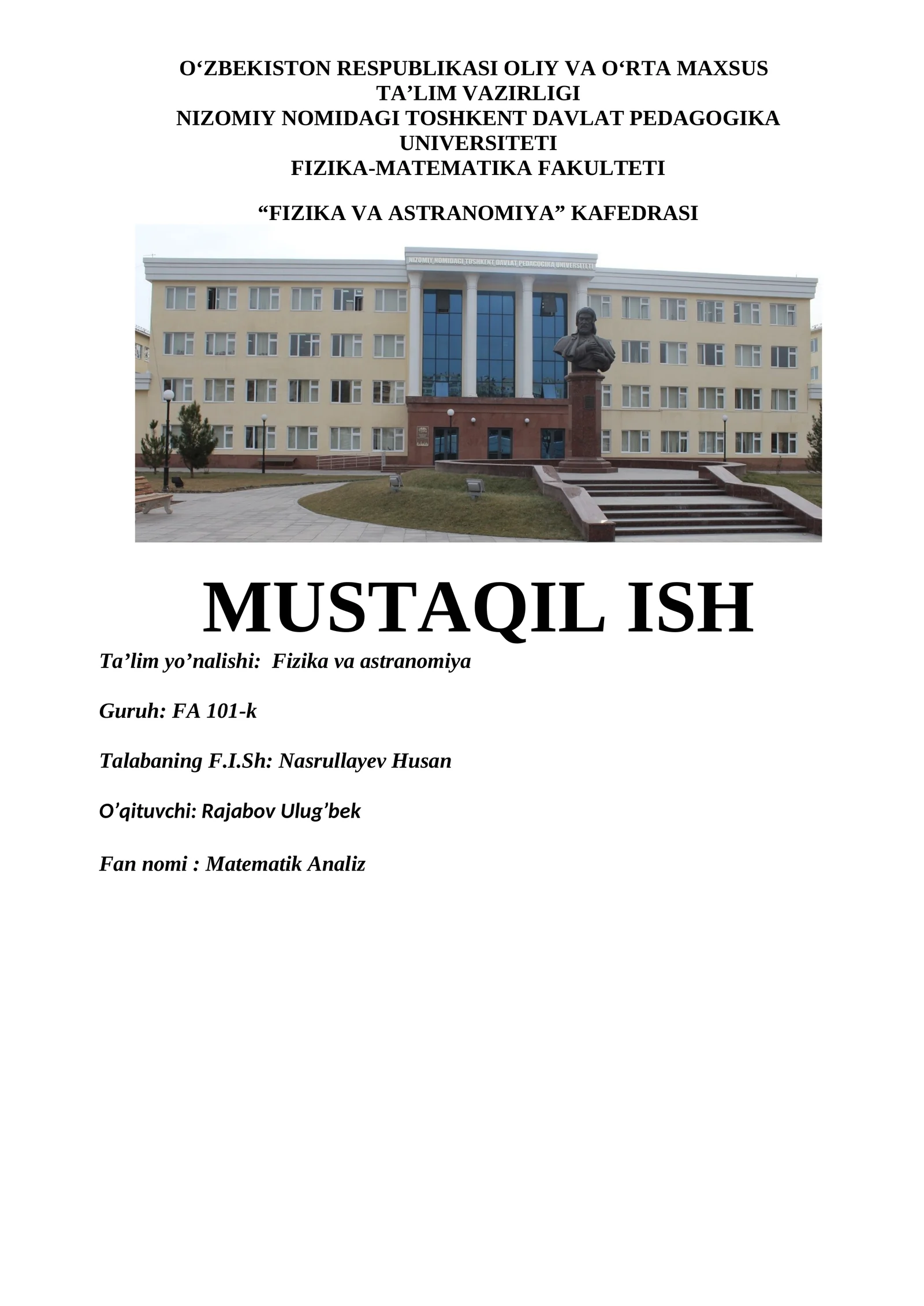 HAQIQIY SONLARNING MODULI VA UNING HOSSALARI
