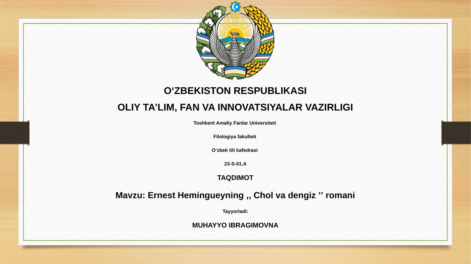 Ernest Hemingueyning,, Chol va dengiz ʼʼ romani