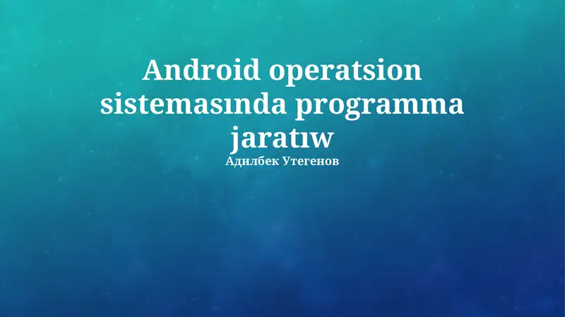 Android Operatsion Sisteması Arxitekturası